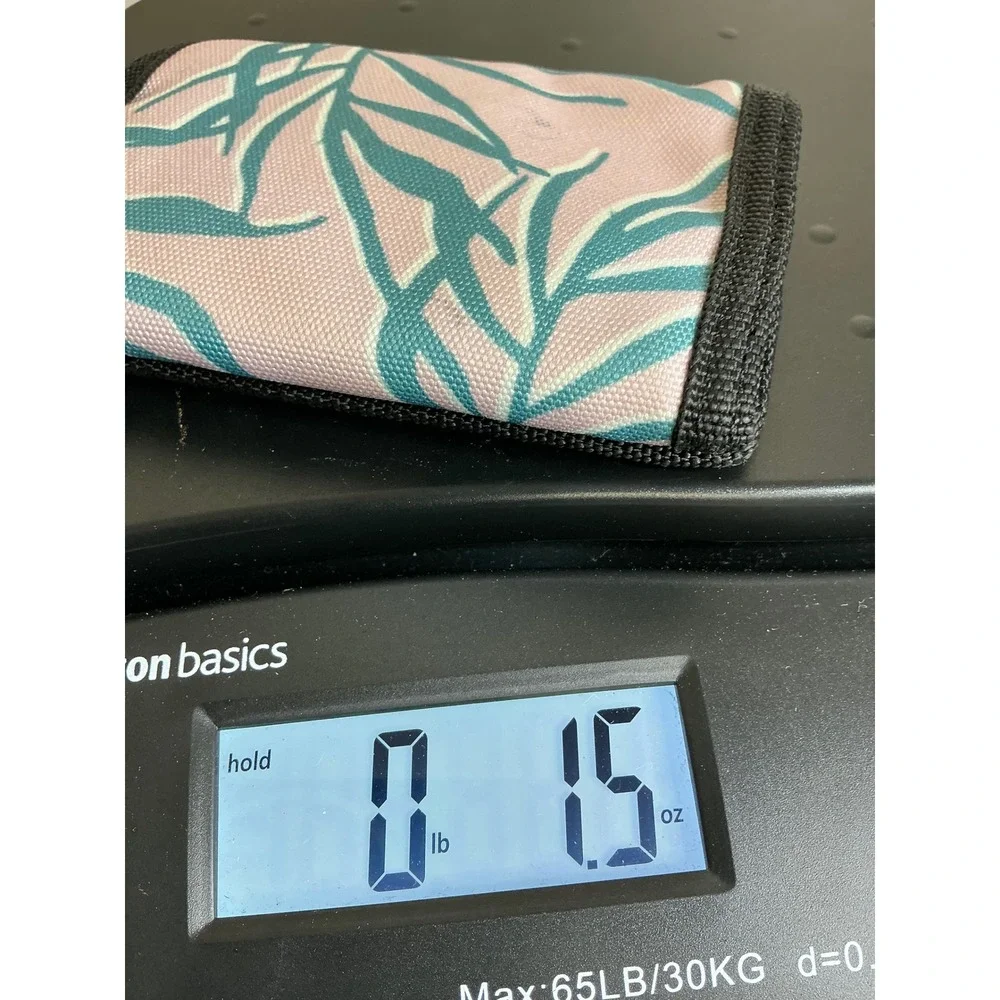 RVCA Wallet Women's Trifold Pink‎ Blue Palm Leaf Print Travel Accessory